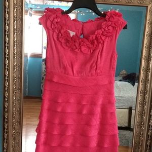 Fuchsia pink tiered ruffled women’s dress